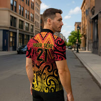 New Zealand Rangatira Custom Zipper Polo Shirt Red and Gold Niho Taniwha Maori Tribal LT9 - Polynesian Pride
