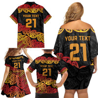 New Zealand Rugby Pacific Custom Family Matching Off Shoulder Short Dress and Hawaiian Shirt Rangatira Maori Kowhaiwhai Pattern LT9 - Polynesian Pride