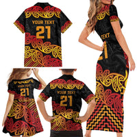 New Zealand Rugby Pacific Custom Family Matching Short Sleeve Bodycon Dress and Hawaiian Shirt Rangatira Maori Kowhaiwhai Pattern LT9 - Polynesian Pride