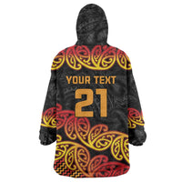 New Zealand Rugby Pacific Custom Wearable Blanket Hoodie Rangatira Maori Kowhaiwhai Pattern LT9 - Polynesian Pride