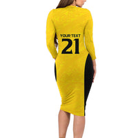 New Zealand Rugby Pacific Custom Long Sleeve Bodycon Dress Hau Awhiowhio Maori Tribal Tattoo LT9 - Polynesian Pride