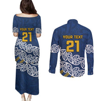 New Zealand Rugby Pacific Custom Couples Matching Puletasi and Long Sleeve Button Shirt Kahupeka Maori Kowhaiwhai Pattern LT9 - Polynesian Pride