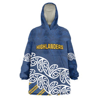 New Zealand Rugby Pacific Custom Wearable Blanket Hoodie Kahupeka Maori Kowhaiwhai Pattern LT9 One Size Blue - Polynesian Pride