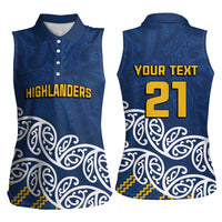 New Zealand Rugby Pacific Custom Women Sleeveless Polo Shirt Kahupeka Maori Kowhaiwhai Pattern LT9 - Polynesian Pride