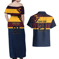 New Zealand Rugby Pacific Custom Couples Matching Off Shoulder Maxi Dress and Hawaiian Shirt Kahupeka Retro 2025 Taniko Motif