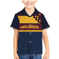 New Zealand Rugby Pacific Custom Family Matching Mermaid Dress and Hawaiian Shirt Kahupeka Retro 2025 Taniko Motif LT9 Son's Shirt Blue - Polynesian Pride