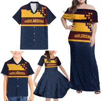 New Zealand Rugby Pacific Custom Family Matching Off Shoulder Maxi Dress and Hawaiian Shirt Kahupeka Retro 2025 Taniko Motif LT9 - Polynesian Pride