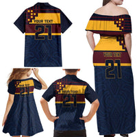 New Zealand Rugby Pacific Custom Family Matching Off Shoulder Maxi Dress and Hawaiian Shirt Kahupeka Retro 2025 Taniko Motif LT9 - Polynesian Pride