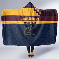 New Zealand Rugby Pacific Custom Hooded Blanket Kahupeka Retro 2025 Taniko Motif LT9 One Size Blue - Polynesian Pride