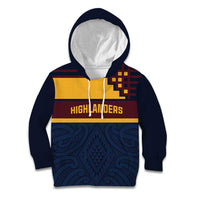 New Zealand Rugby Pacific Custom Kid Hoodie Kahupeka Retro 2025 Taniko Motif LT9 Hoodie Blue - Polynesian Pride