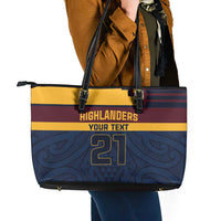 New Zealand Rugby Pacific Custom Leather Tote Bag Kahupeka Retro 2025 Taniko Motif LT9 - Polynesian Pride