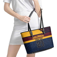 New Zealand Rugby Pacific Custom Leather Tote Bag Kahupeka Retro 2025 Taniko Motif LT9 - Polynesian Pride