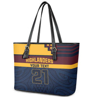 New Zealand Rugby Pacific Custom Leather Tote Bag Kahupeka Retro 2025 Taniko Motif LT9 - Polynesian Pride