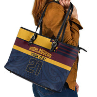 New Zealand Rugby Pacific Custom Leather Tote Bag Kahupeka Retro 2025 Taniko Motif LT9 - Polynesian Pride