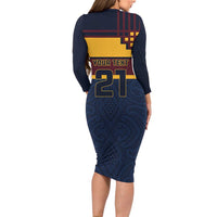 New Zealand Rugby Pacific Custom Long Sleeve Bodycon Dress Kahupeka Retro 2025 Taniko Motif LT9 - Polynesian Pride