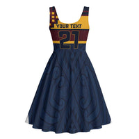 New Zealand Rugby Pacific Custom Midi Dress Kahupeka Retro 2025 Taniko Motif LT9 - Polynesian Pride