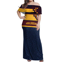 New Zealand Rugby Pacific Custom Off Shoulder Maxi Dress Kahupeka Retro 2025 Taniko Motif