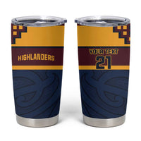 New Zealand Rugby Pacific Custom Tumbler Cup Kahupeka Retro 2025 Taniko Motif LT9 Blue - Polynesian Pride