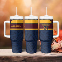 New Zealand Rugby Pacific Custom Tumbler With Handle Kahupeka Retro 2025 Taniko Motif LT9 - Polynesian Pride