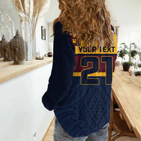 New Zealand Rugby Pacific Custom Women Casual Shirt Kahupeka Retro 2025 Taniko Motif