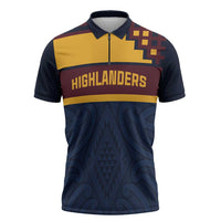 New Zealand Rugby Pacific Custom Zipper Polo Shirt Kahupeka Retro 2025 Taniko Motif LT9 Blue - Polynesian Pride