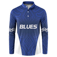 New Zealand Rugby Pacific Custom Button Sweatshirt Kahurangi Auckland All Blue