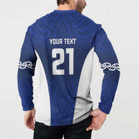 New Zealand Rugby Pacific Custom Button Sweatshirt Kahurangi Auckland All Blue