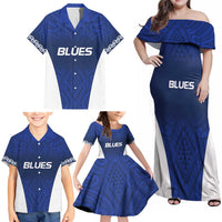 New Zealand Rugby Pacific Custom Family Matching Off Shoulder Maxi Dress and Hawaiian Shirt Kahurangi Auckland All Blue LT9 - Polynesian Pride