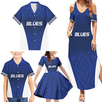 New Zealand Rugby Pacific Custom Family Matching Summer Maxi Dress and Hawaiian Shirt Kahurangi Auckland All Blue LT9 - Polynesian Pride