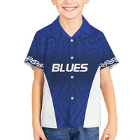 New Zealand Rugby Pacific Custom Family Matching Summer Maxi Dress and Hawaiian Shirt Kahurangi Auckland All Blue LT9 Son's Shirt Blue - Polynesian Pride