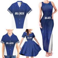 New Zealand Rugby Pacific Custom Family Matching Tank Maxi Dress and Hawaiian Shirt Kahurangi Auckland All Blue