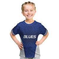 New Zealand Rugby Pacific Custom Kid T Shirt Kahurangi Auckland All Blue LT9 Blue - Polynesian Pride