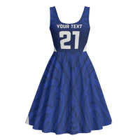 New Zealand Rugby Pacific Custom Midi Dress Kahurangi Auckland All Blue LT9 - Polynesian Pride