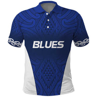 New Zealand Rugby Pacific Custom Polo Shirt Kahurangi Auckland All Blue LT9 Blue - Polynesian Pride