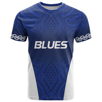 New Zealand Rugby Pacific Custom T Shirt Kahurangi Auckland All Blue LT9 Blue - Polynesian Pride