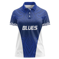 New Zealand Rugby Pacific Custom Women Polo Shirt Kahurangi Auckland All Blue LT9 Female Blue - Polynesian Pride