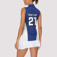 New Zealand Rugby Pacific Custom Women Sleeveless Polo Shirt Kahurangi Auckland All Blue LT9 - Polynesian Pride