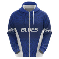 New Zealand Rugby Pacific Custom Zip Hoodie Kahurangi Auckland All Blue