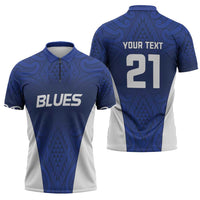 New Zealand Rugby Pacific Custom Zipper Polo Shirt Kahurangi Auckland All Blue LT9 - Polynesian Pride