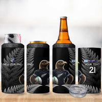 New Zealand Rugby Custom 4 in 1 Can Cooler Tumbler Glory Be To Black Silver-fern LT9 - Polynesian Pride