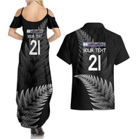 New Zealand Rugby Custom Couples Matching Summer Maxi Dress and Hawaiian Shirt Glory Be To Black Silver-fern LT9 - Polynesian Pride