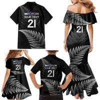 New Zealand Rugby Custom Family Matching Mermaid Dress and Hawaiian Shirt Glory Be To Black Silver-fern LT9 - Polynesian Pride