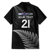 New Zealand Rugby Custom Family Matching Off The Shoulder Long Sleeve Dress and Hawaiian Shirt Glory Be To Black Silver-fern LT9 - Polynesian Pride
