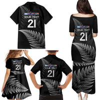 New Zealand Rugby Custom Family Matching Puletasi and Hawaiian Shirt Glory Be To Black Silver-fern LT9 - Polynesian Pride