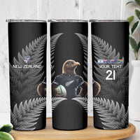 New Zealand Rugby Custom Skinny Tumbler Glory Be To Black Silver-fern LT9 - Polynesian Pride