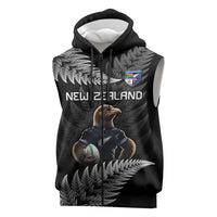 New Zealand Rugby Custom Sleeveless Zip Hoodie Glory Be To Black Silver-fern - Polynesian Pride