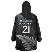 New Zealand Rugby Custom Wearable Blanket Hoodie Glory Be To Black Silver-fern LT9 - Polynesian Pride