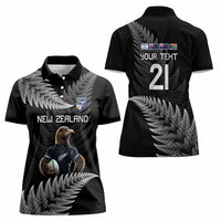 New Zealand Rugby Custom Women Polo Shirt Glory Be To Black Silver-fern LT9 - Polynesian Pride