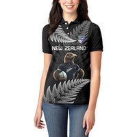 New Zealand Rugby Custom Women Polo Shirt Glory Be To Black Silver-fern LT9 - Polynesian Pride