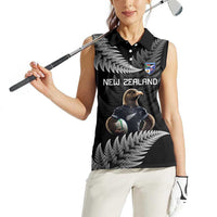 New Zealand Rugby Custom Women Sleeveless Polo Shirt Glory Be To Black Silver-fern LT9 - Polynesian Pride